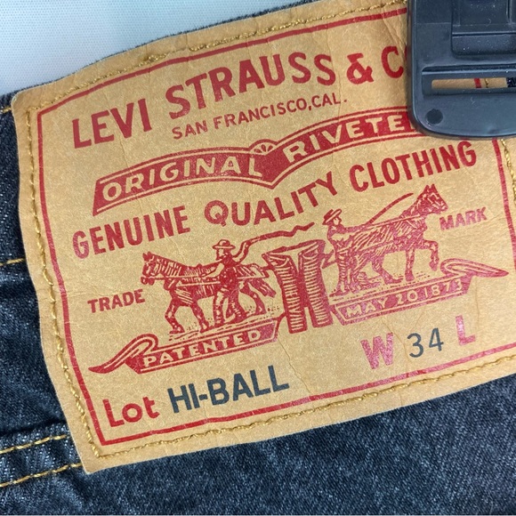 Men’s Black Premium Hi-Ball Roll Logo blue stripe denim jeans - Picture 7 of 9